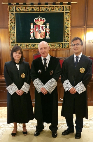 La magistrada Inmaculada Donate Valera, el magistrado Florencio Rodríguez Ruiz y el presidente del TSJCLM, Vicente Rouco Rodríguez